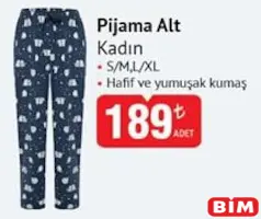 PİJAMA ALT KADIN fiyat ve kampanya bilgisi